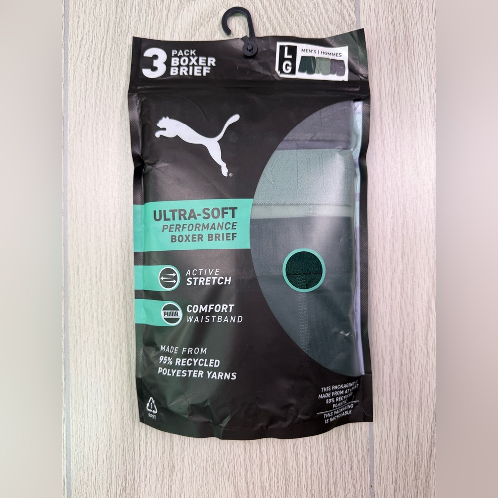 Puma Men's Ultra-Soft Boxer Briefs - Gray, Light Green and Green‎